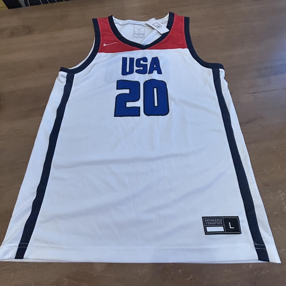 USA Basketball Jersey Mens Large White Red Blue Nike Team 20 Olympic Games